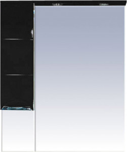 Зеркало-шкаф Misty Петра 75 L черная эмаль