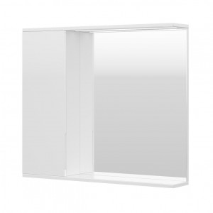 Зеркало-шкаф Volna Lake 80 с LED подсветкой левое белый