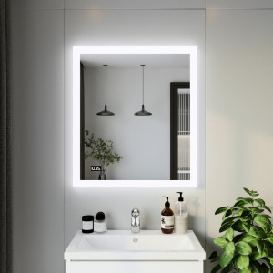 Зеркало Бриклаер Вега 75 с подсветкой LED и часами, включение на взмах руки