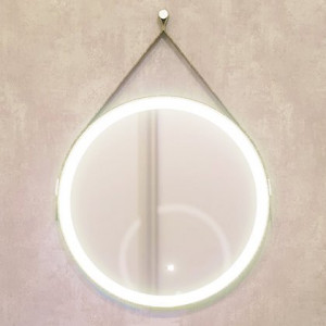 Зеркало Jorno Wood 60 с подсветкой, кожаный ремень