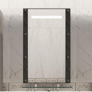 Зеркало Misty Гранд Lux 70 Сristallo черно-белая кожа