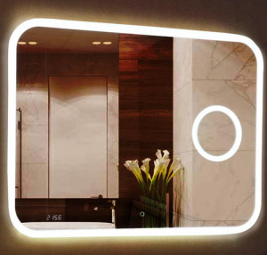 Зеркало Misty Стайл 120 с увеличительным зеркалом и часамии 