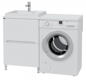 Тумба с раковиной над стиральной машиной Санта Марс 59 напольная 2 ящика левая