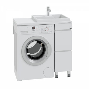 Тумба с раковиной над стиральной машиной СаНта Марс 29 2 ящика напольная R