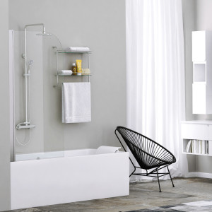 Стеклянная шторка на ванну WasserKraft Leine 80х140 35P01-80 хром