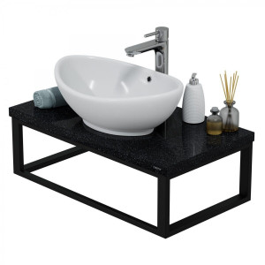 Консоль со столешницей СаНта 80 подвесная цвет муар НП и раковиной Гамма 56