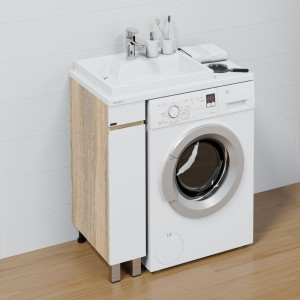 Тумба с раковиной над стиральной машиной СаНта Марс 19 напольная 1 дверь янтарный L