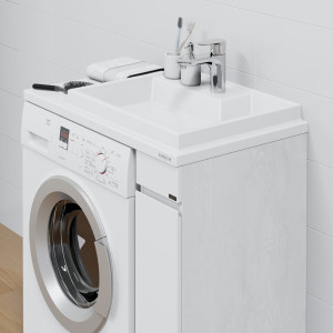 Тумба с раковиной над стиральной машиной СаНта Марс 19 напольная 1 дверь светлый R