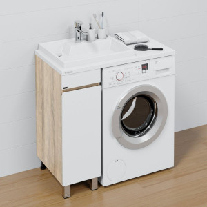 Тумба с раковиной над стиральной машиной СаНта Марс 29 1 дверь напольная янтарный L