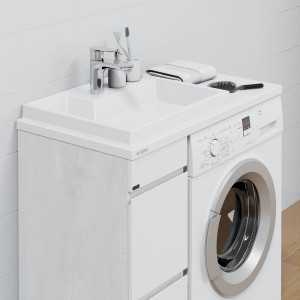 Тумба с раковиной над стиральной машиной СаНта Марс 29 2 ящика напольная светлый L