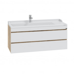 Тумба под раковину СаНта Марс 120 2ящика подвесная янтарный/белый