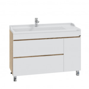 Тумба с раковиной СаНта Марс 120 2ящика напольная янтарный/белый