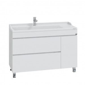 Тумба с раковиной СаНта Марс 120 2ящика напольная светлый/белый