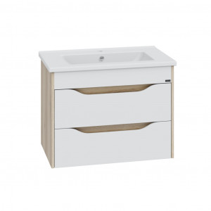 Тумба под раковину СаНта Сатурн 75 2 ящика подвесная дуб австрийский
