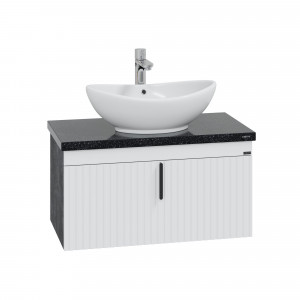 Тумба с раковиной и столешницей СаНта Юпитер 80 2 ящ подвесная белый/темный