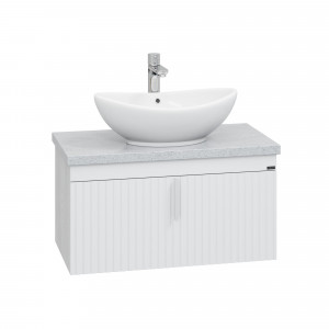 Тумба с раковиной и столешницей СаНта Юпитер 80 2 ящ подвесная белый/светлый